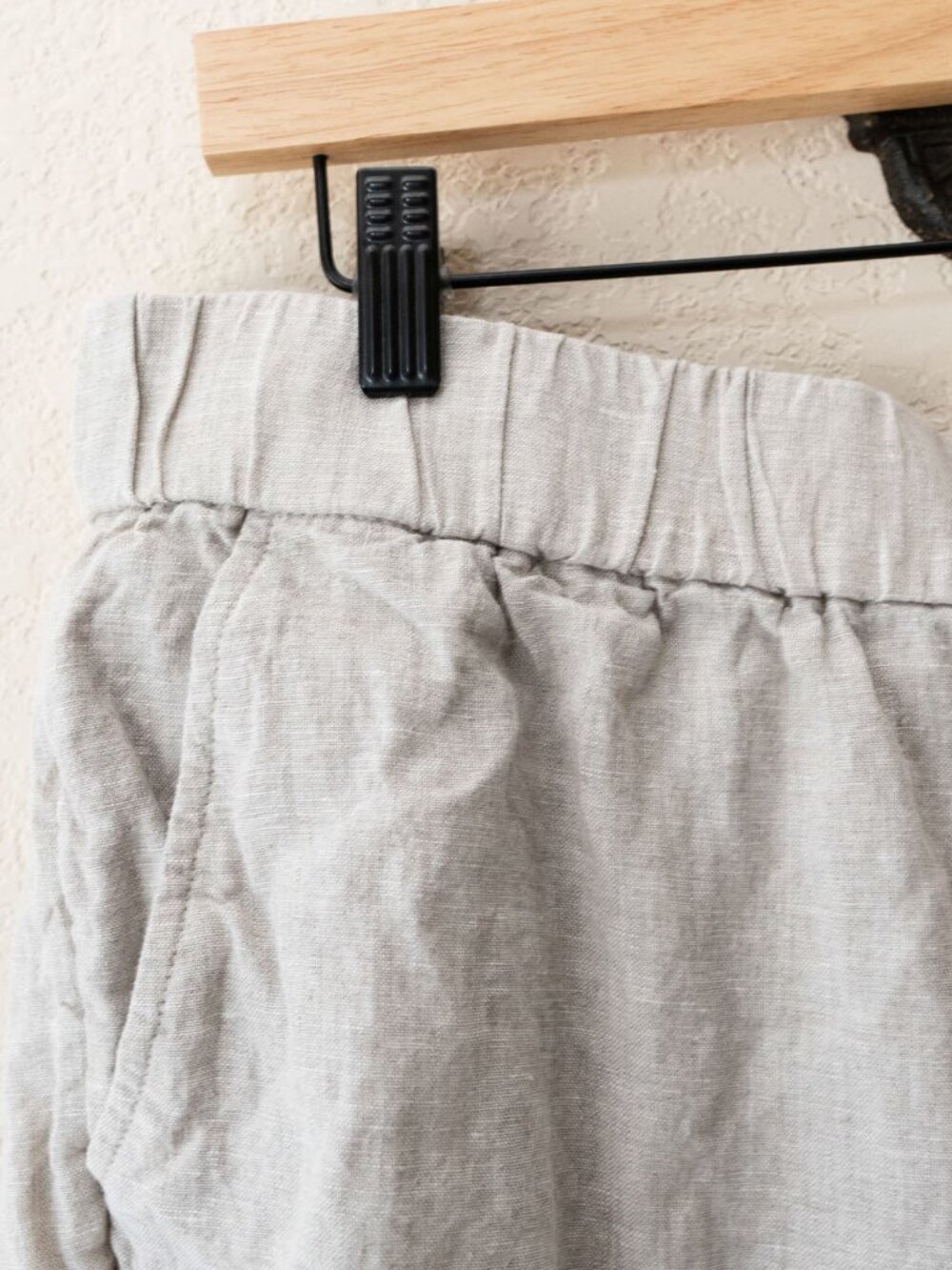 J Crew Womens L 100% Linen Shorts Oatmeal Beige Pull On Elastic Waist Coastal - Picture 5 of 15